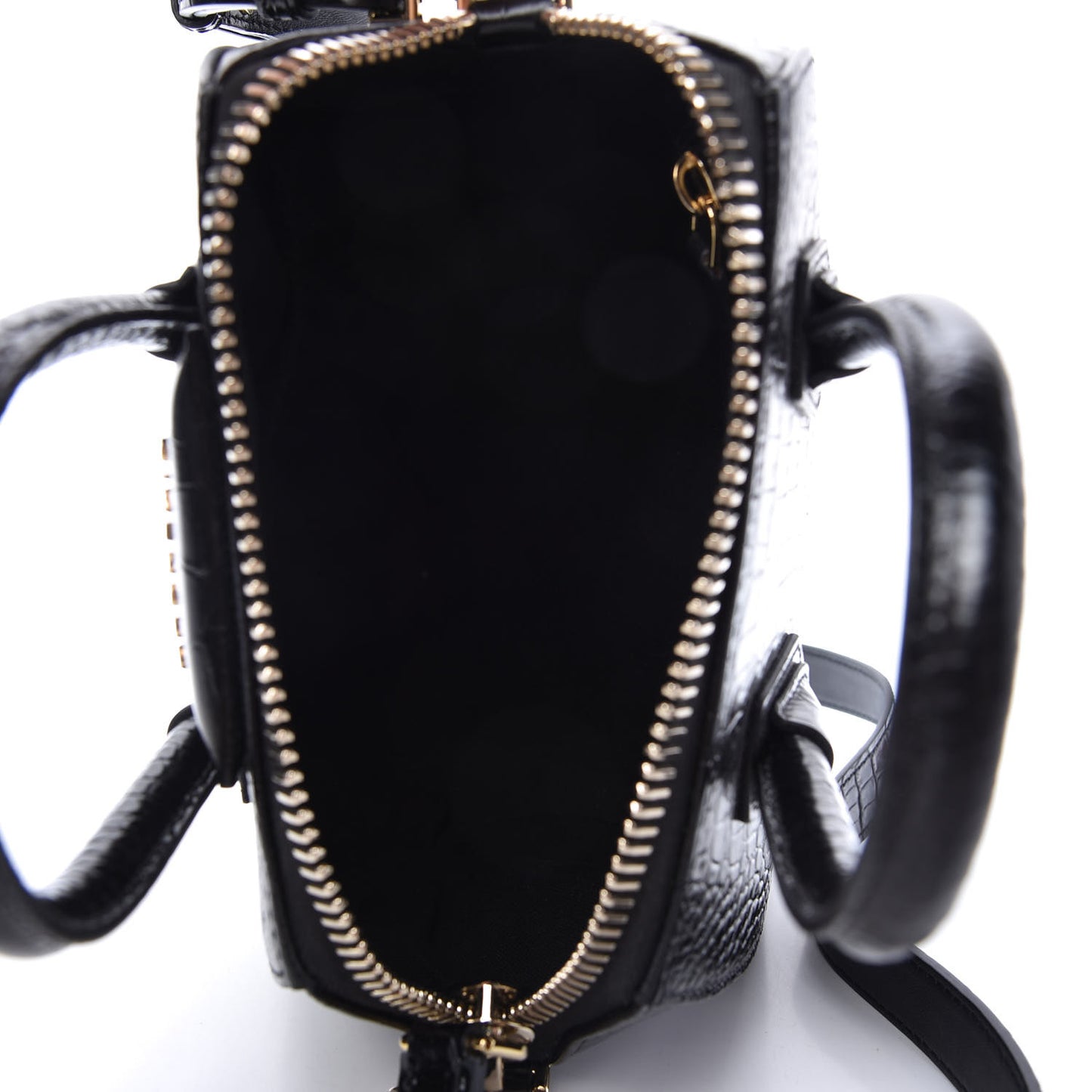 Calfskin Crocodile Embossed Mini Antigona Black