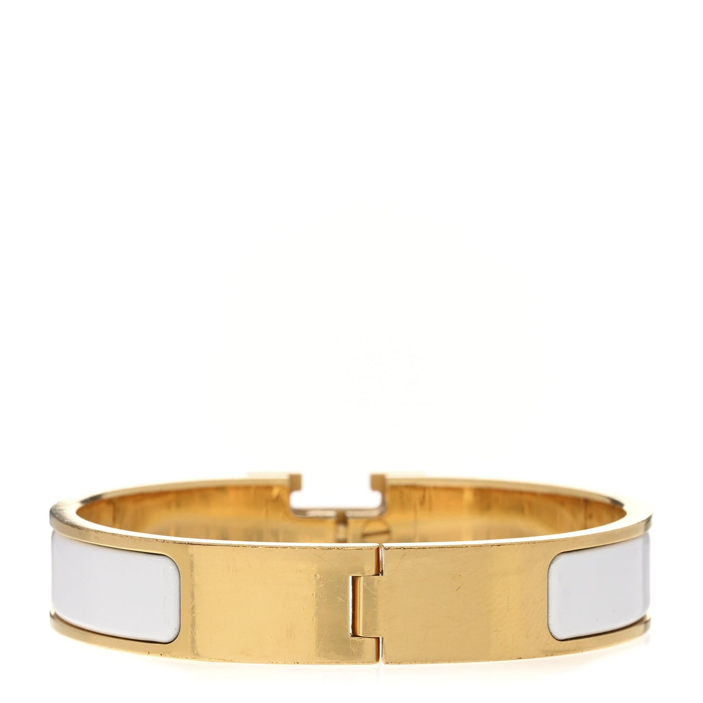 Enamel Narrow Clic Clac H Bracelet PM White