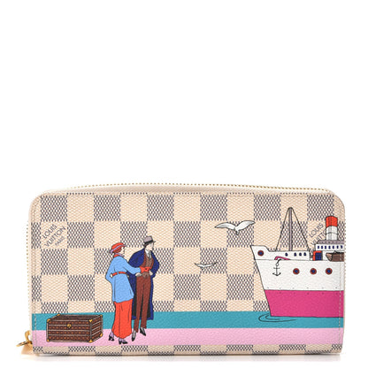 Louis Vuitton Damier Azur 2016 Christmas Animation Zippy Wallet Rose Ballerine 1 of 7
