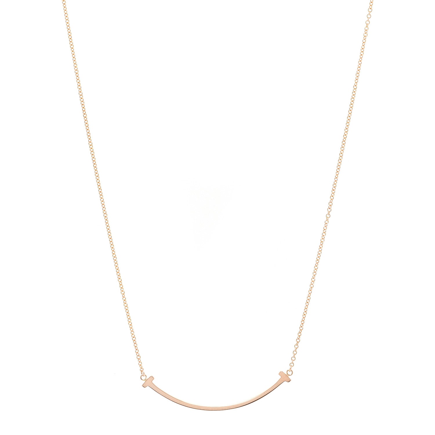 Tiffany 18K Rose Gold Small T Smile Pendant Necklace 1 of 3
