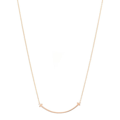 Tiffany 18K Rose Gold Small T Smile Pendant Necklace 1 of 3