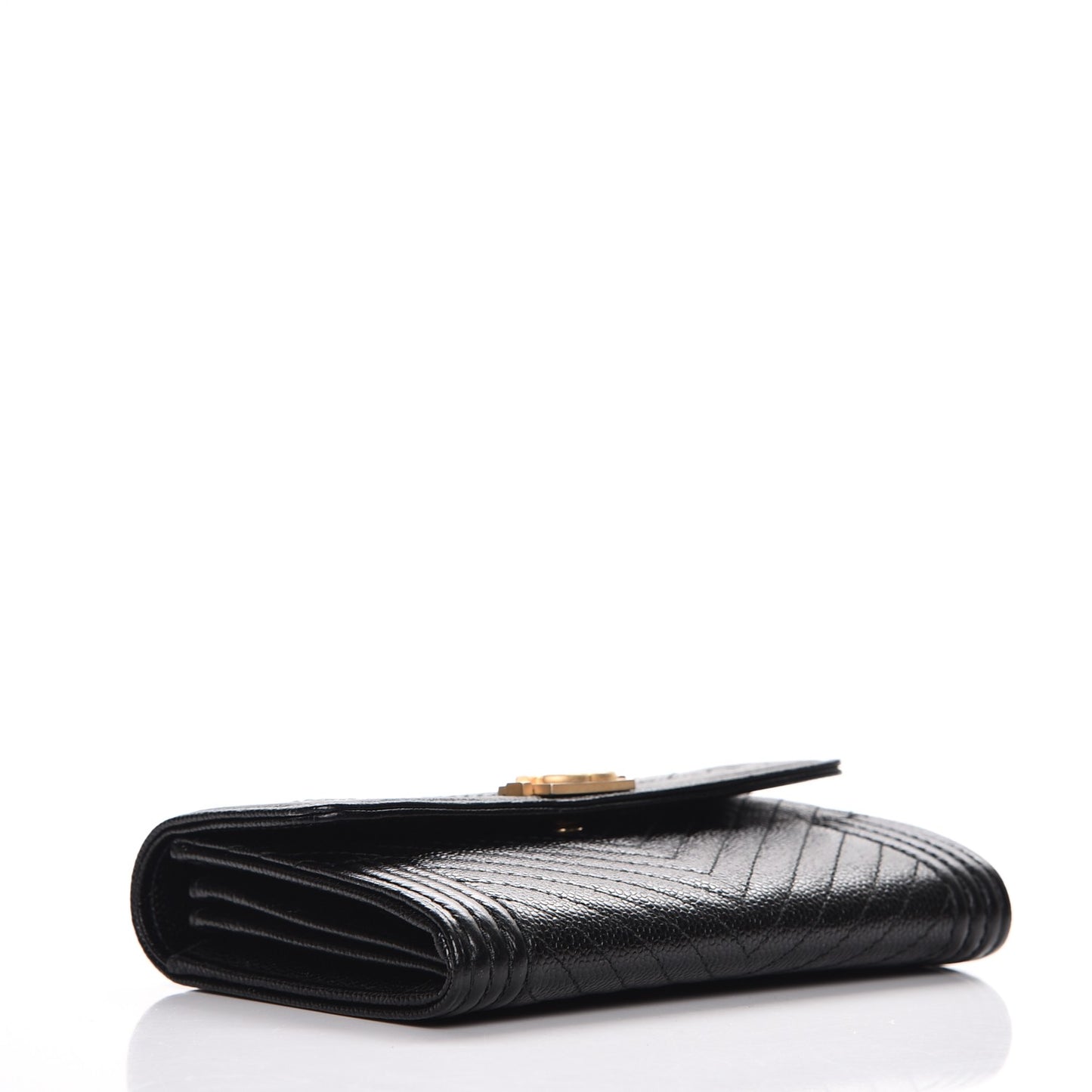 Caviar Chevron Quilted Small Boy Flap Wallet Black