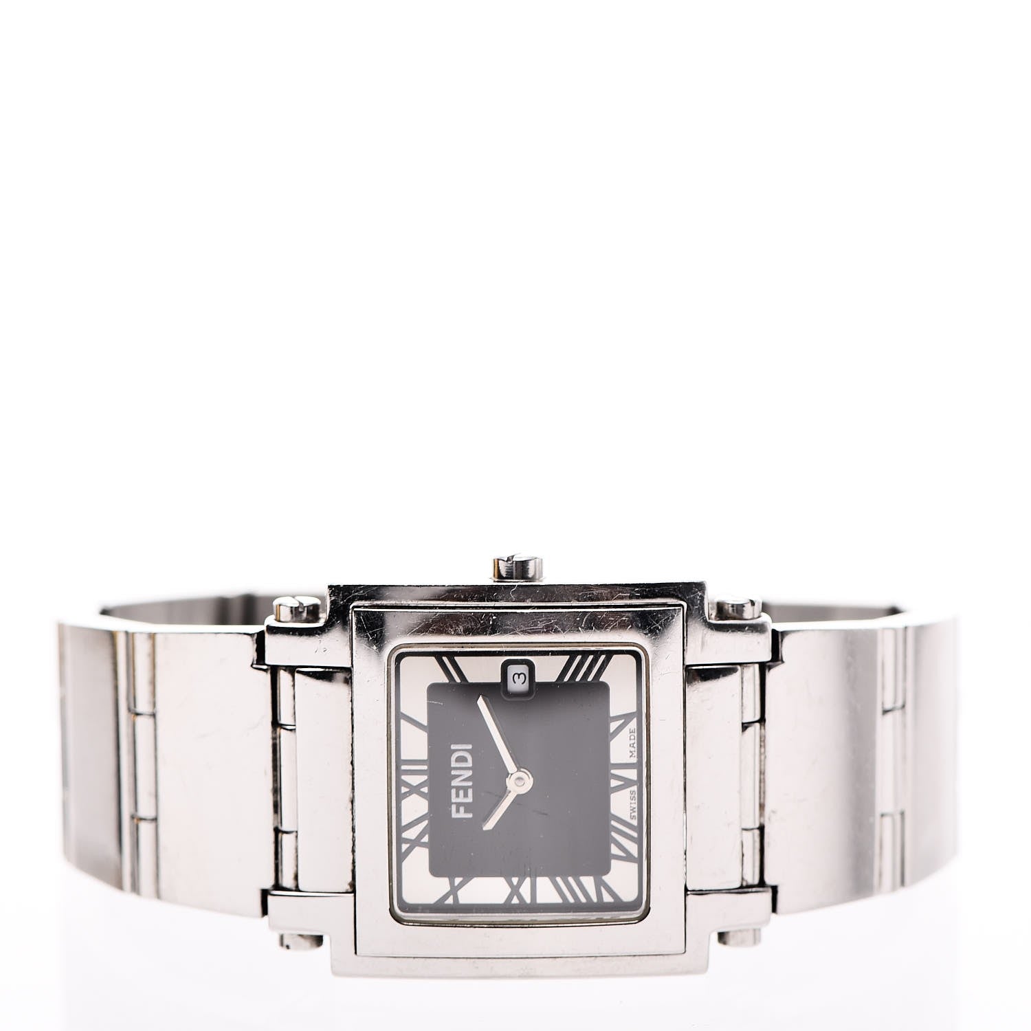 Fendi Stainless Steel 30mm Quadro Quartz Watch Black 3 of 8