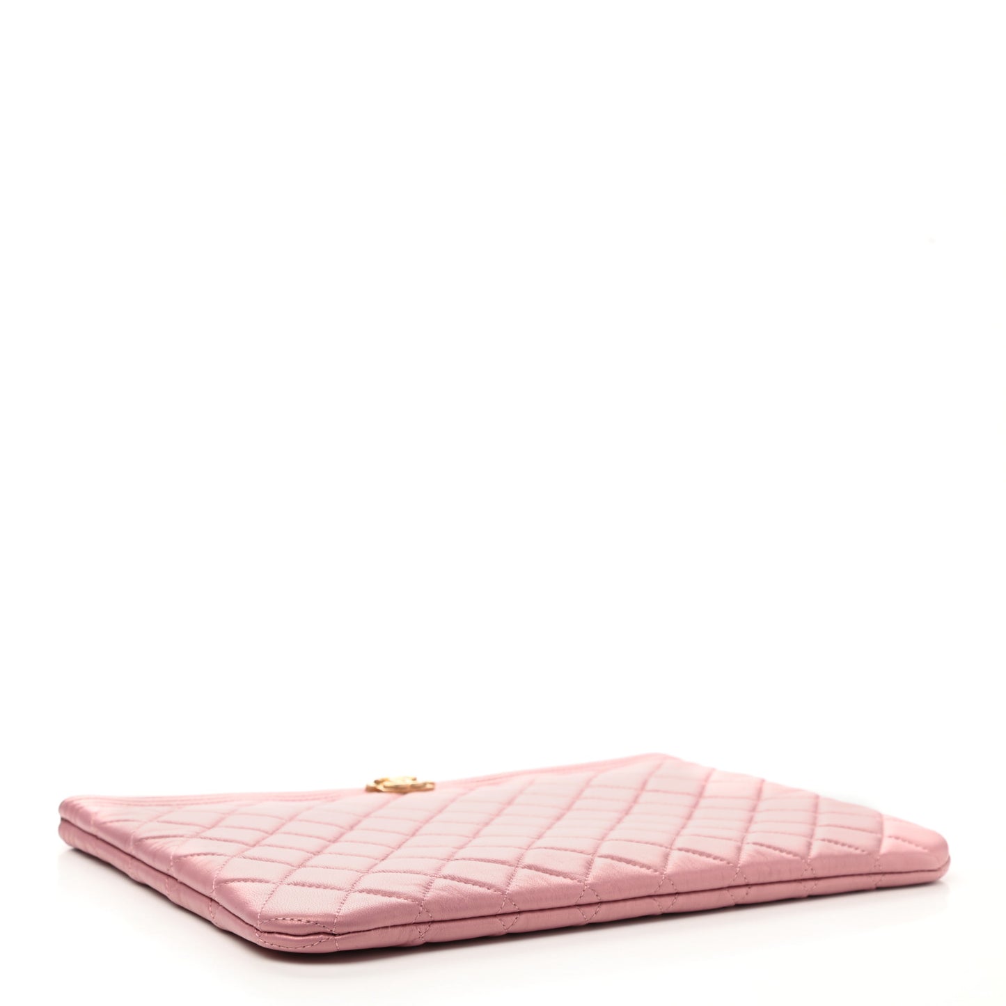 Metallic Lambskin Quilted Medium Boy Cosmetic Case Pink