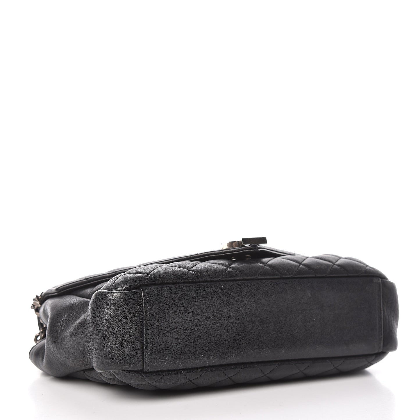 Sheepskin Tri-Quilt Monogram Medium Soft Envelope Bag Black