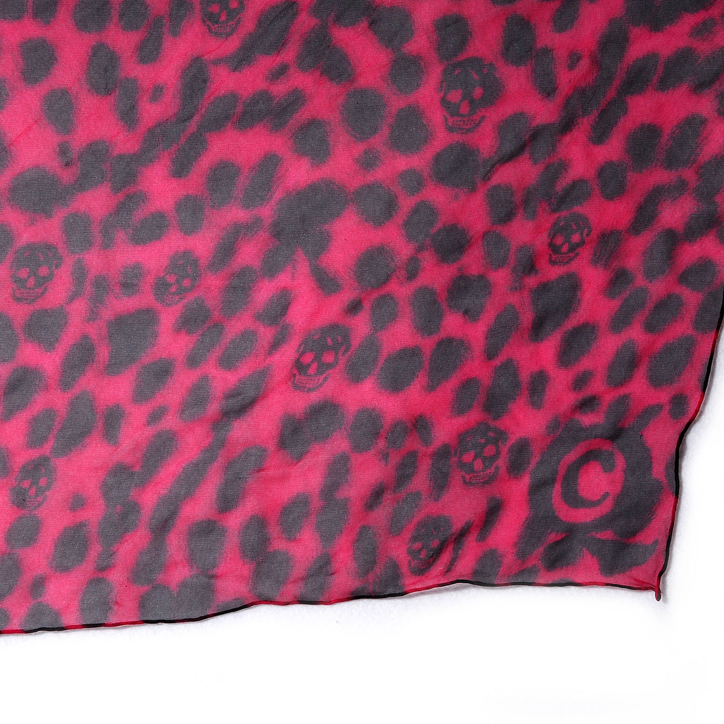 Silk Chiffon Leopard Skull Scarf Hot Pink