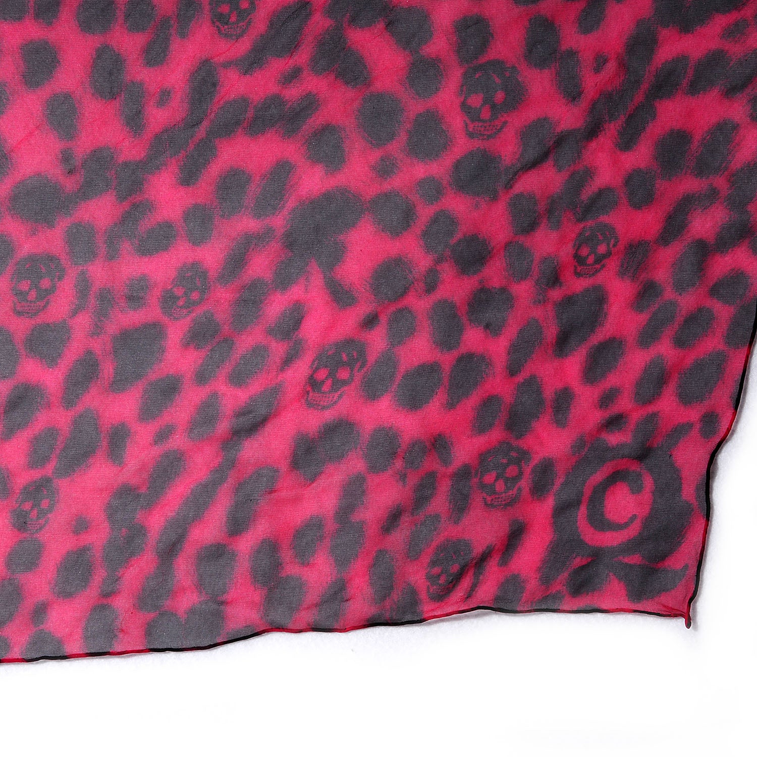 Alexander McQueen Silk Chiffon Leopard Skull Scarf Hot Pink 5 of 5