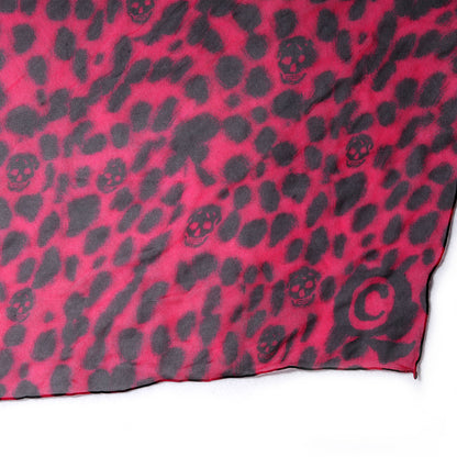 Alexander McQueen Silk Chiffon Leopard Skull Scarf Hot Pink 5 of 5