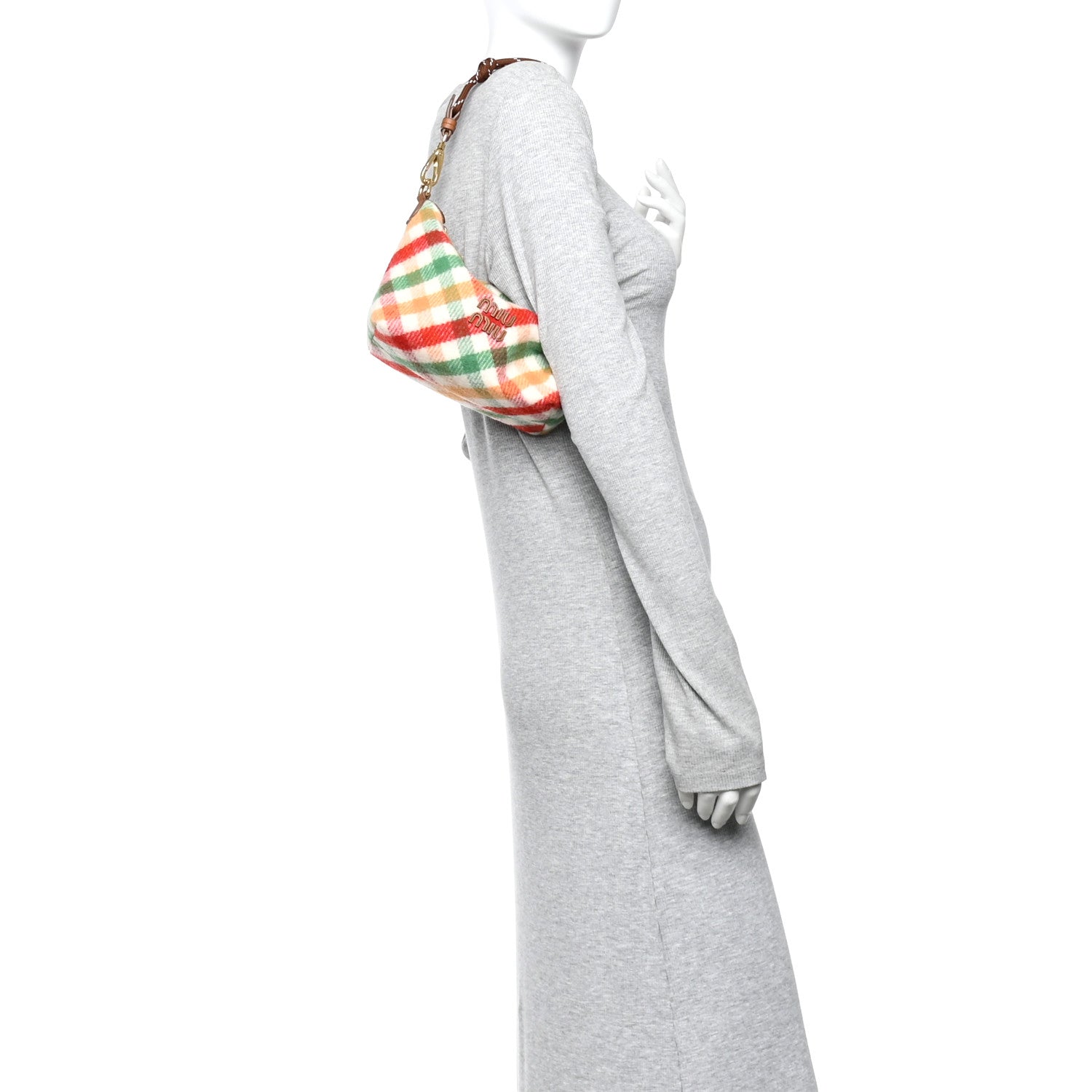 Miu Miu Wool Plaid Pouch Multicolor 2 of 9