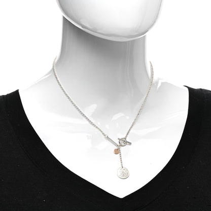 Hermes Sterling Silver 18K Rose Gold PM Ex-Libris Pendant Necklace 2 of 5