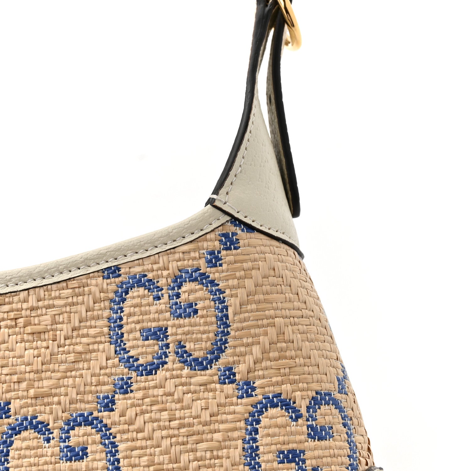 Gucci Raffia Textured Dollar Calfskin GG Monogram Small Jackie 1961 Hobo Mystic White Royale Natural 13 of 13