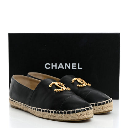 Chanel Calfskin Chain CC Espadrilles 37 Black 9 of 9