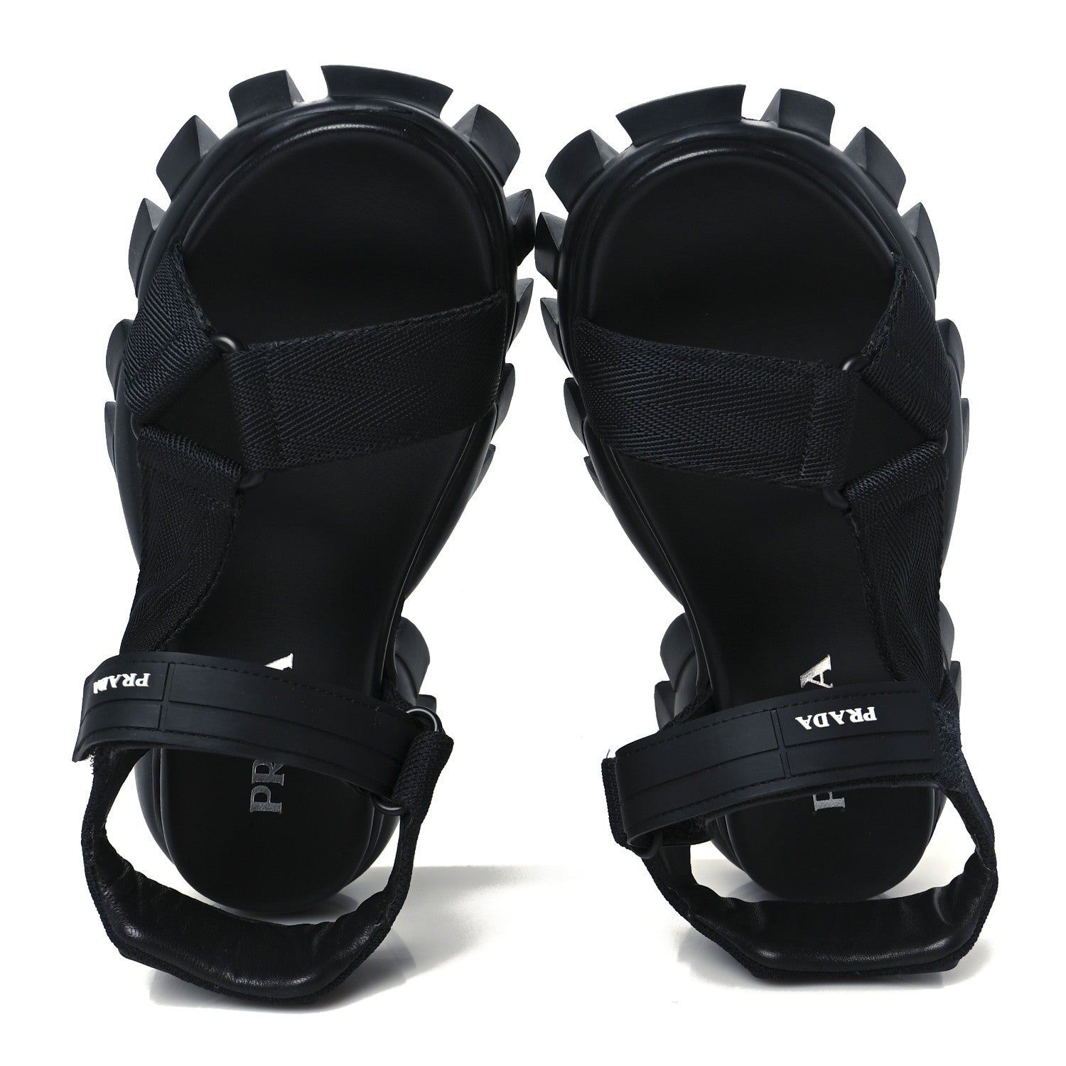 Prada Nappa Logo Embossed Thunder Sole 50mm Sport Sandals 35.5 Black 4 of 10