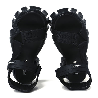 Prada Nappa Logo Embossed Thunder Sole 50mm Sport Sandals 35.5 Black 4 of 10
