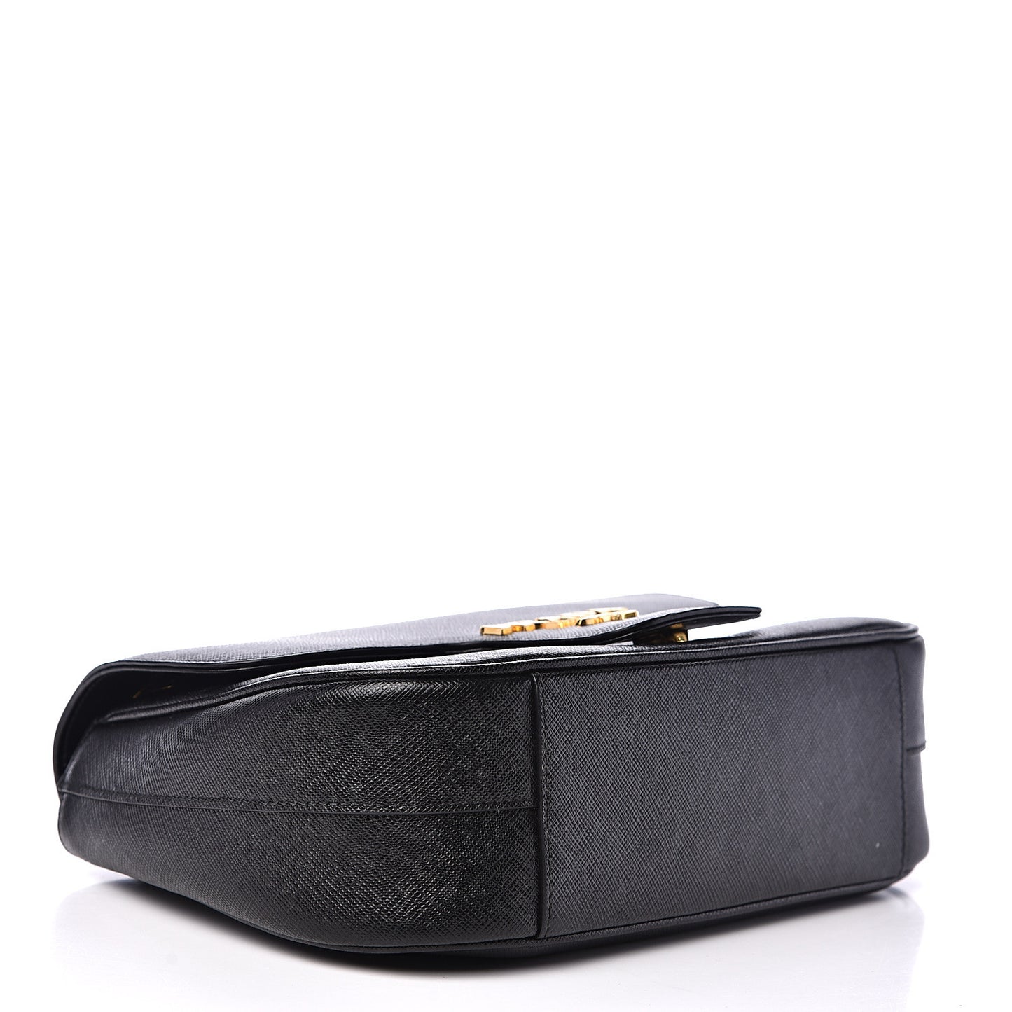 Saffiano Lux Chain Shoulder Bag Black
