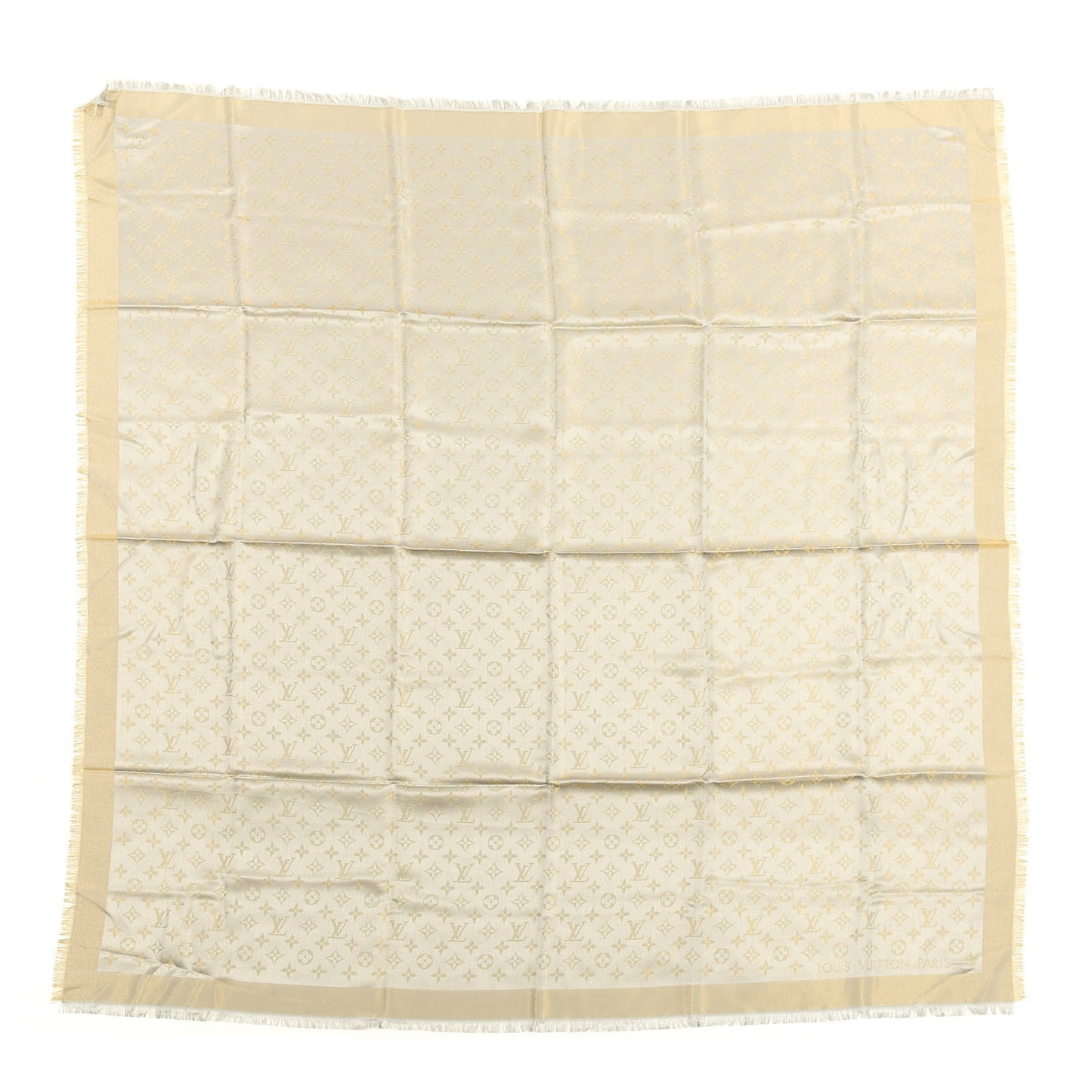 Silk Lurex Wool Monogram Shine Shawl Greige