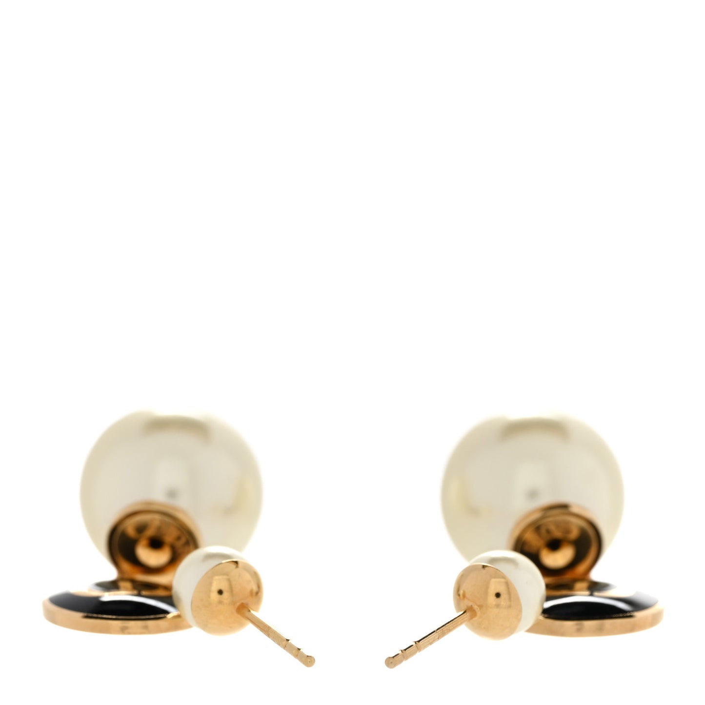 Pearl Logo Tribal Earrings Gold Black