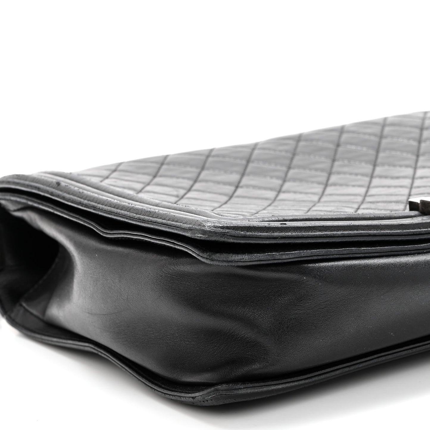 Lambskin Quilted Large Boy Flap Black