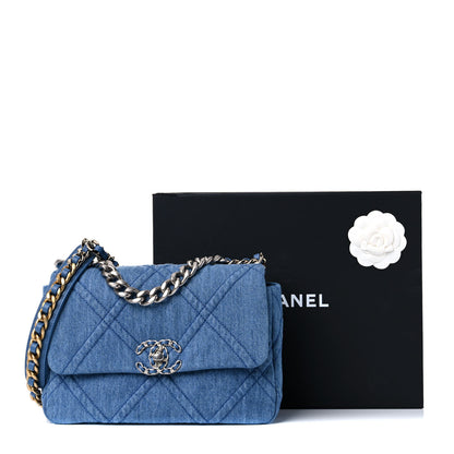 Chanel Denim Quilted Medium Chanel 19 Flap Blue 10 of 10