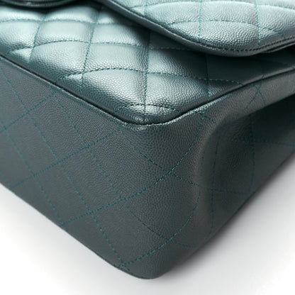 Chanel Caviar Quilted Jumbo Double Flap Dark Turquoise 10 of 10