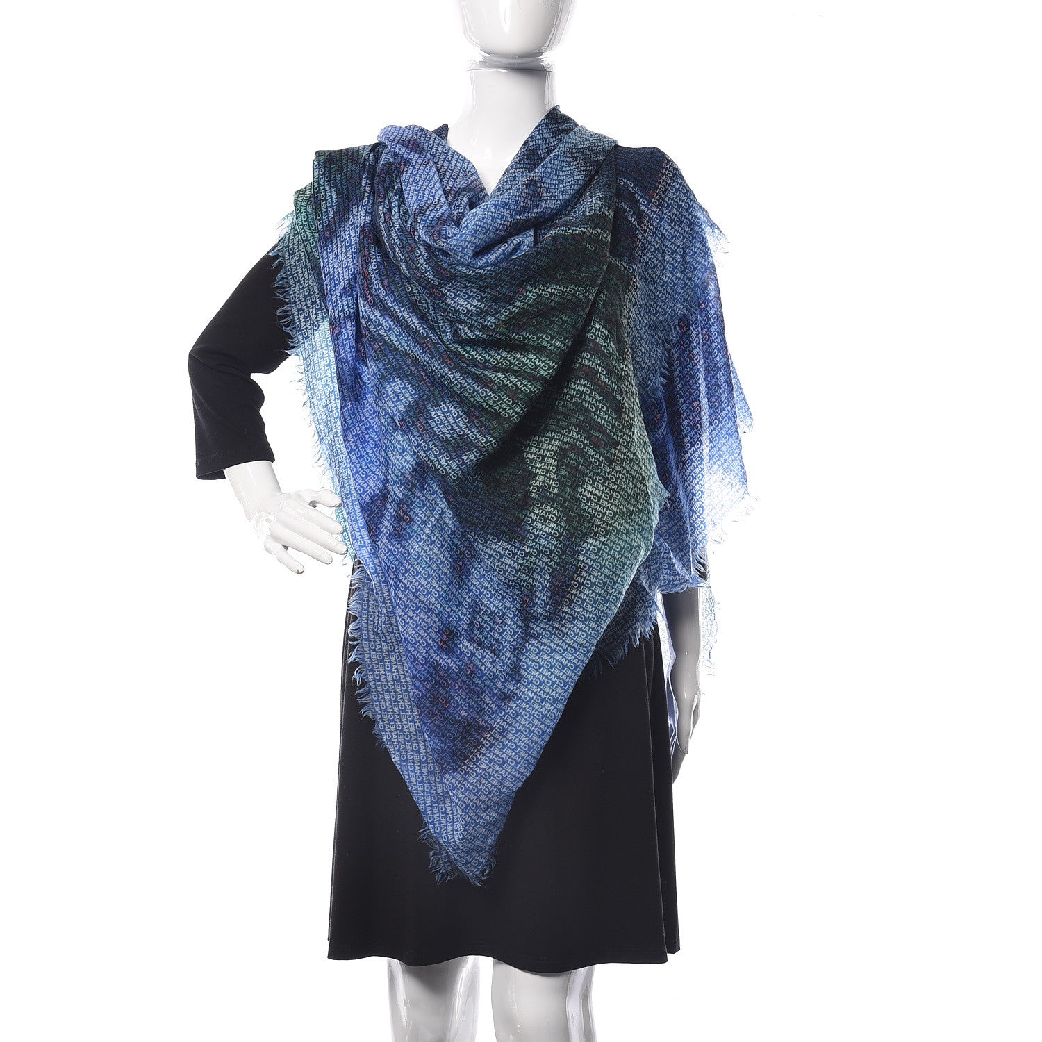 Chanel Cashmere CC Stole Blue 2 of 7