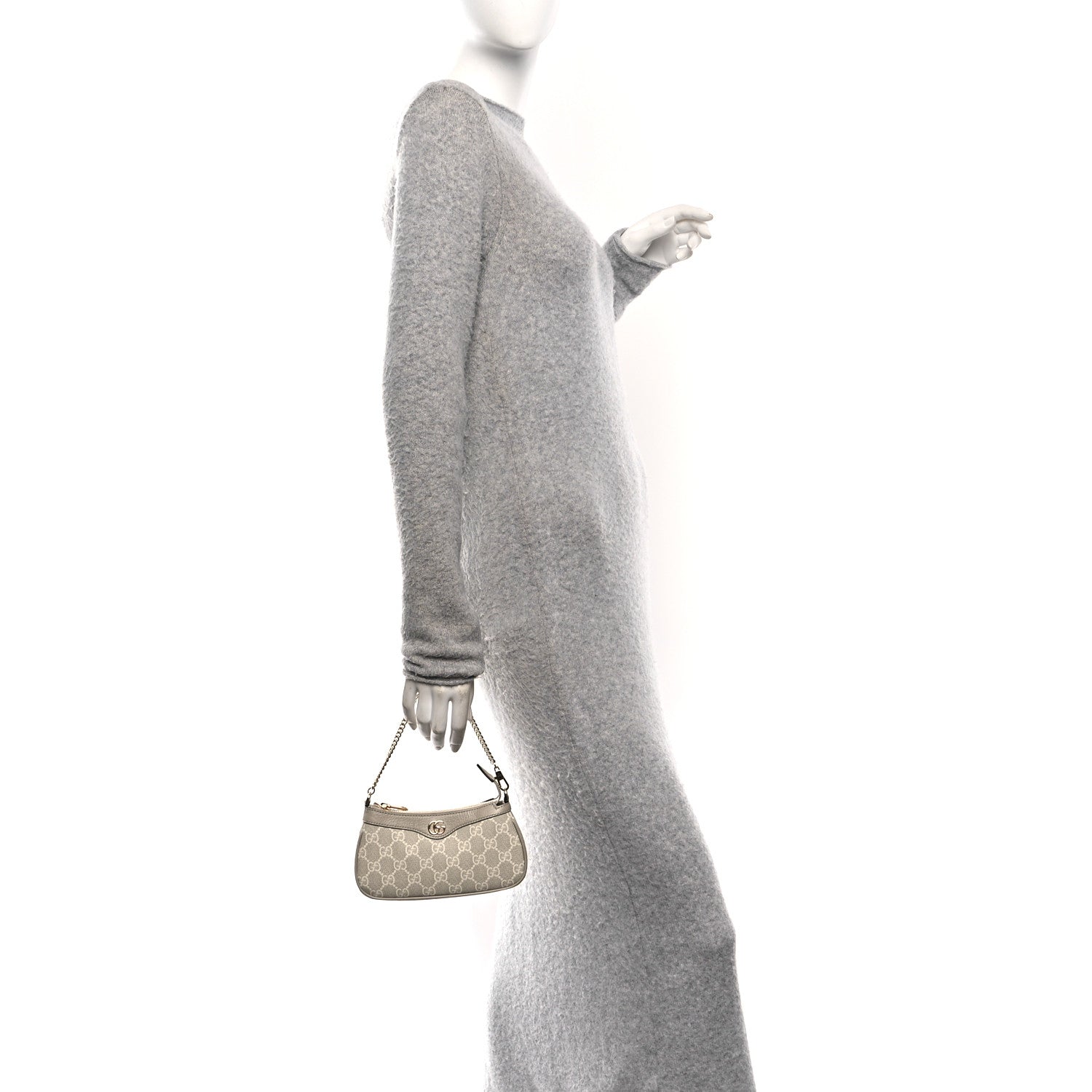 Gucci GG Supreme Monogram Textured Dollar Calfskin Web Mini Ophidia GG Handbag Beige Mystic White Oatmeal 2 of 11