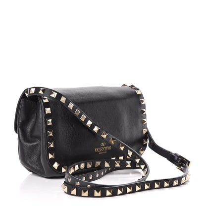 Valentino Garavani Vitello Mini Rockstud Flap Saddle Crossbody Bag Black 3 of 9