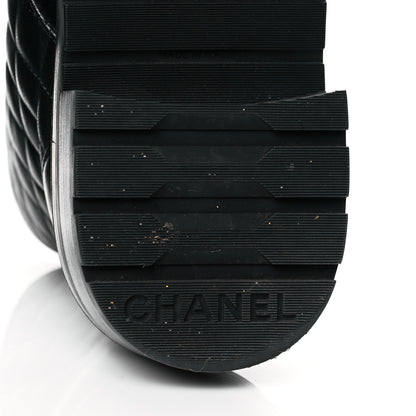 Chanel Shiny Lambskin Quilted Lace Up Combat Boots 36.5 Black 9 of 11
