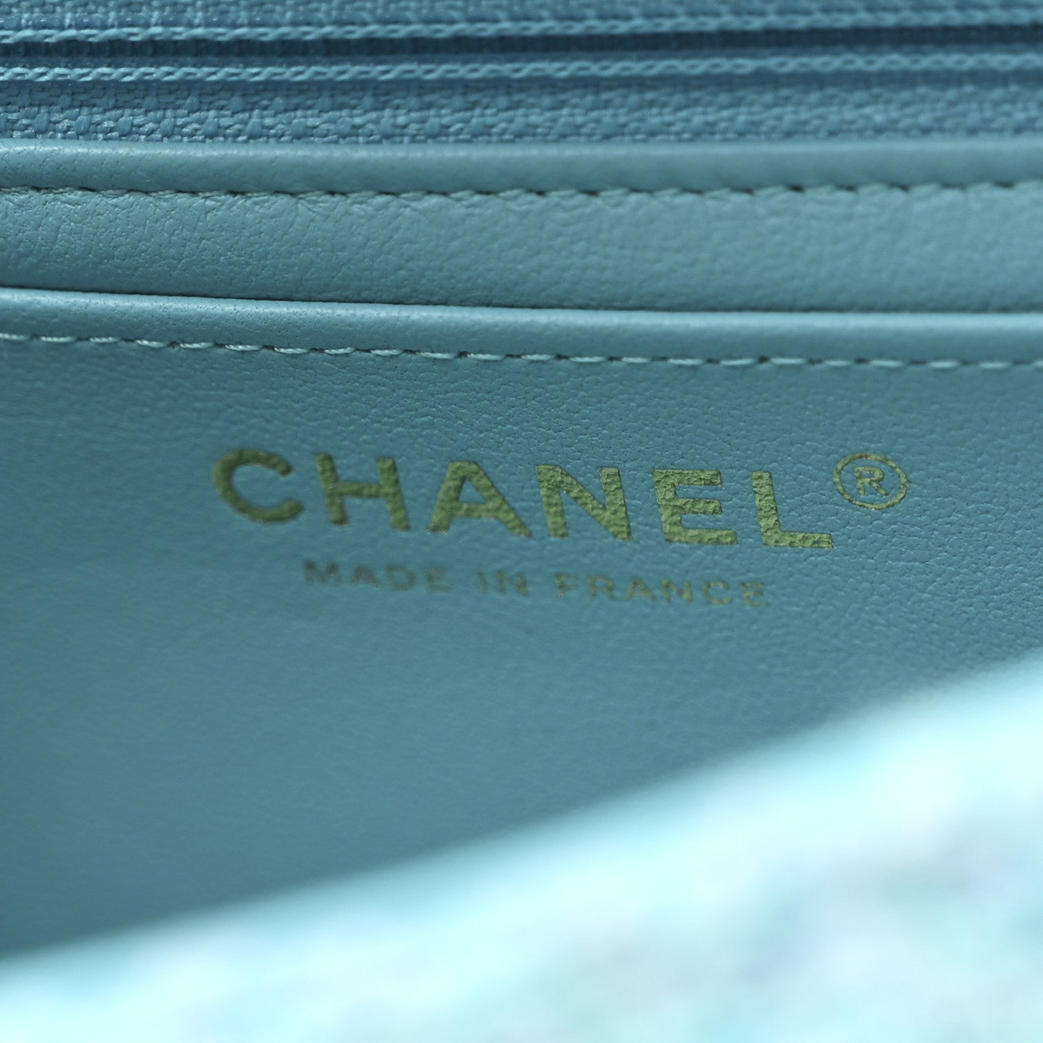 Chanel Wool Tweed Quilted Mini Rectangular Flap Turquoise Light Blue 6 of 11