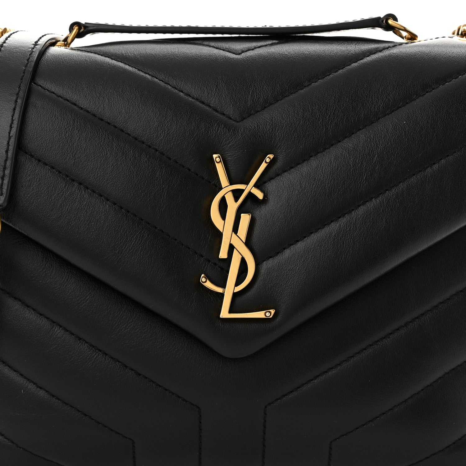 Saint Laurent Calfskin Y Quilted Monogram Small Loulou Chain Satchel Black 8 of 10