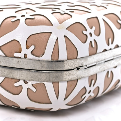 Alexander McQueen Nappa Laser-Cut Skull Box Chain Clutch Nude White 8 of 10