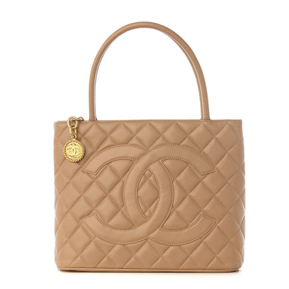 Chanel Caviar Quilted Medallion Tote Beige 1 of 8