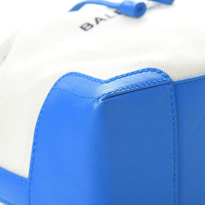 Balenciaga Cotton Canvas Calfskin Bucket Bag Bleu Pacifique 10 of 19