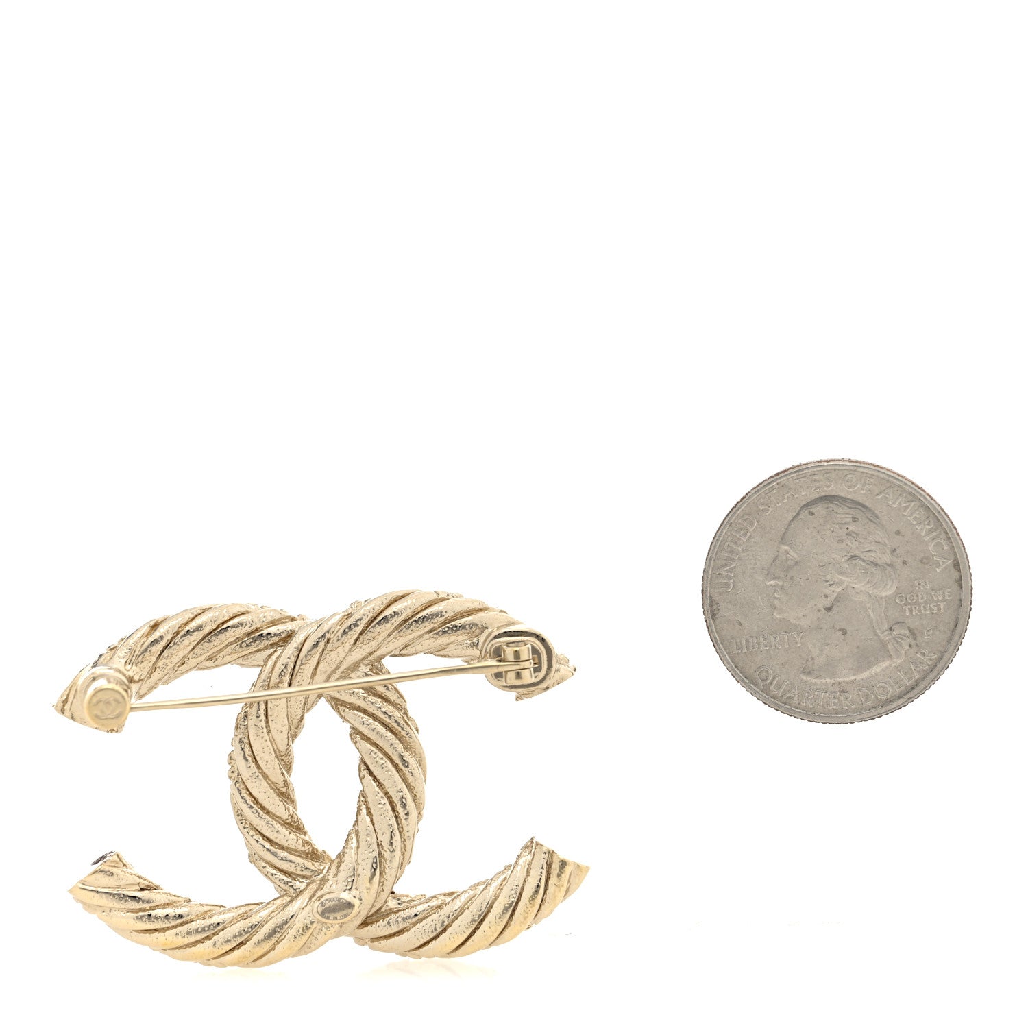 Chanel Twisted CC Brooch Light Gold 2 of 3