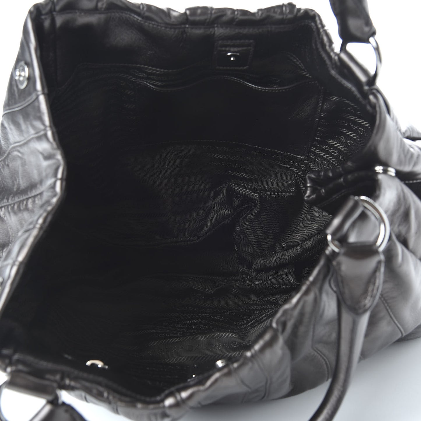 Metallic Nappa Tessuto Mordore Stripes Shoulder Bag Grey