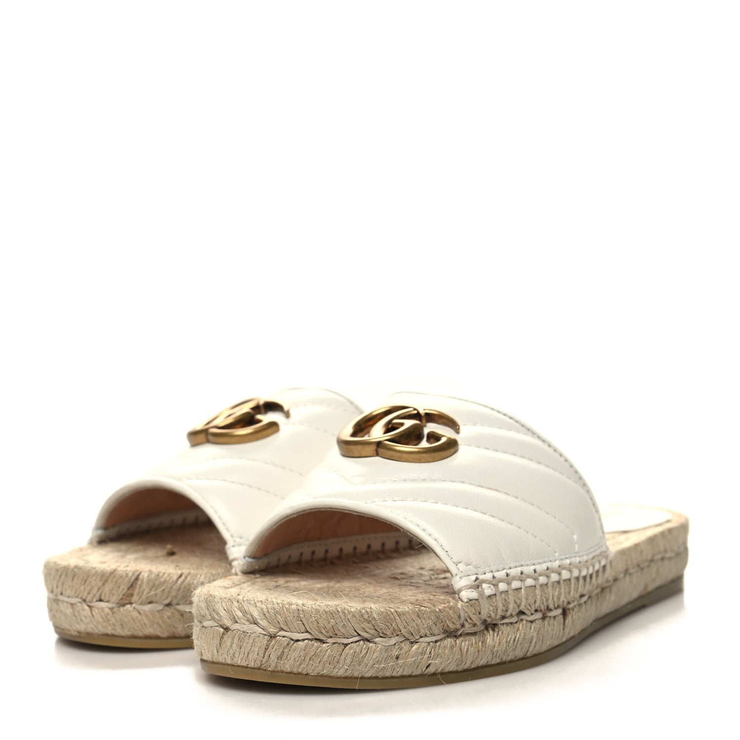 Gucci Nappa Matelasse GG Marmont Espadrille Slide Sandals 35 Great White 3 of 11