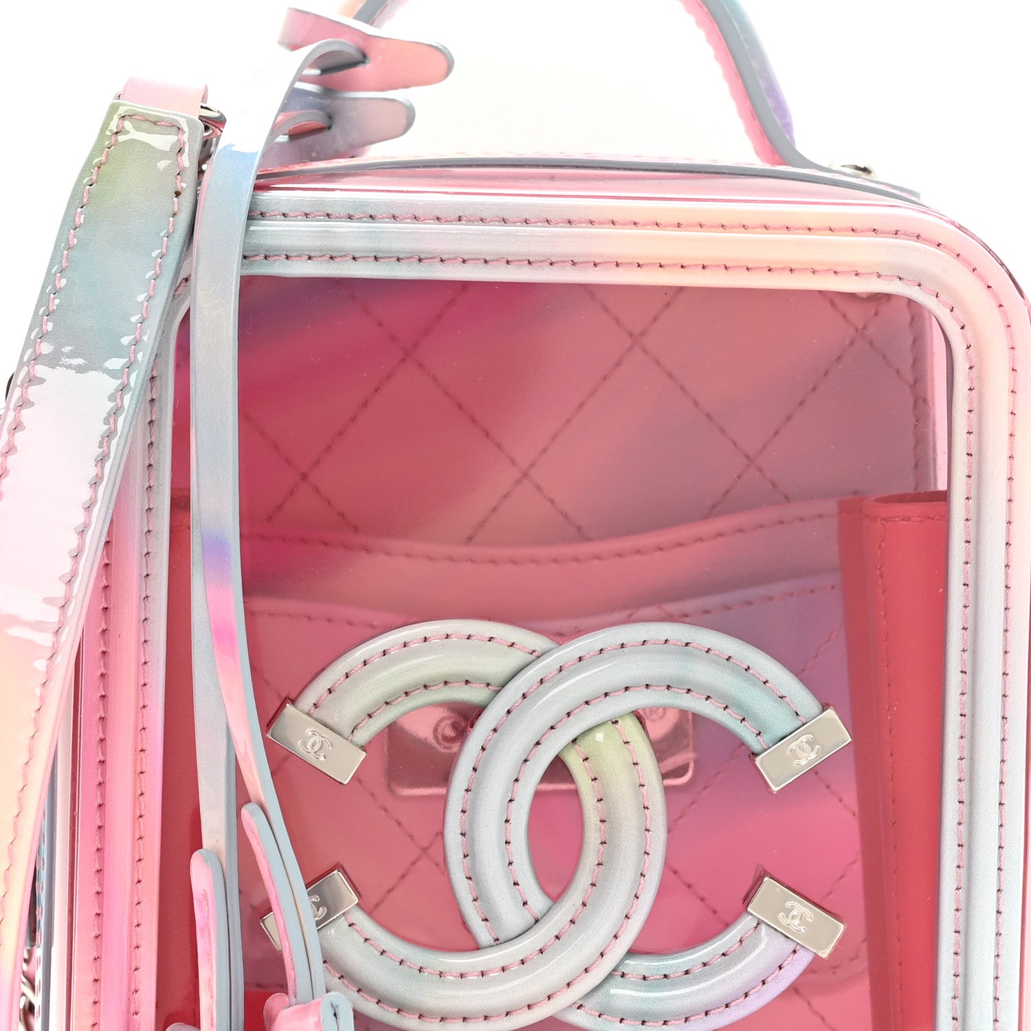 Chanel PVC Patent Calfskin Patent Lambskin Vertical Vanity Case Pink 8 of 10