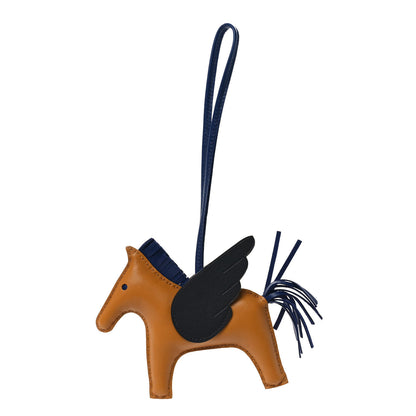 Hermes Milo Lambskin Grigri Rodeo Pegase Horse Bag Charm MM Sesame Black Bleu Saphir 1 of 4