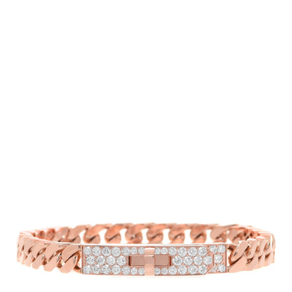 Hermes 18K Rose Gold Diamond PM Kelly Gourmette Bracelet SH 1 of 5