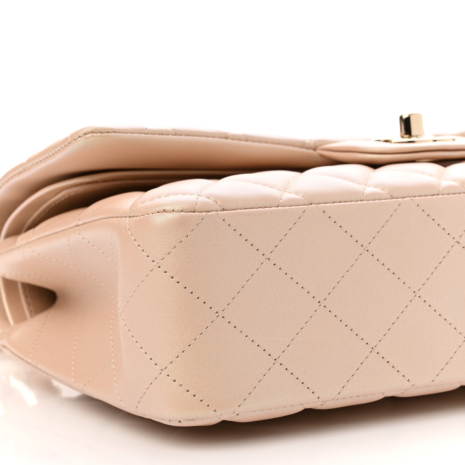 Chanel Iridescent Calfskin Quilted Medium Double Flap Beige 9 of 14