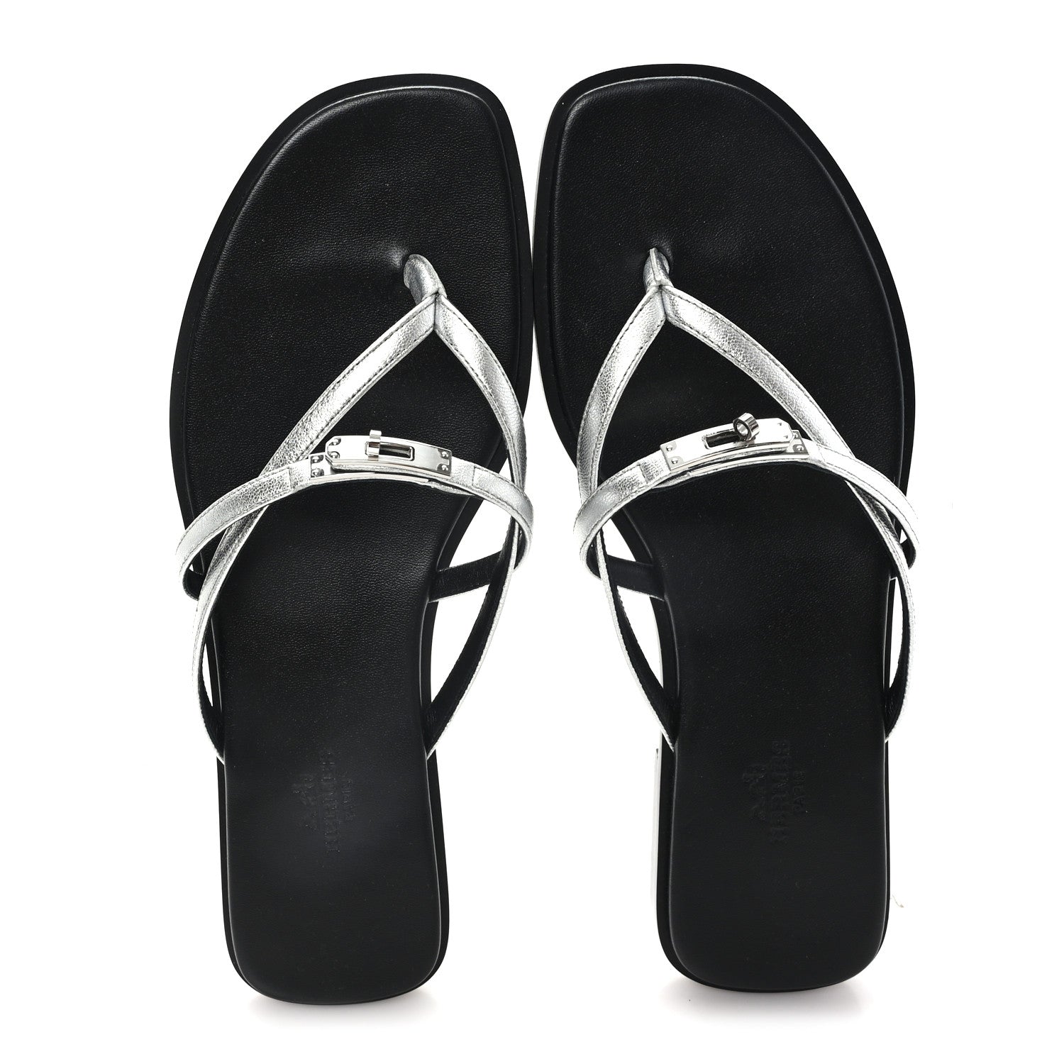 Hermes Calfskin Miss Sandals 39.5 Gris Argente 2 of 9