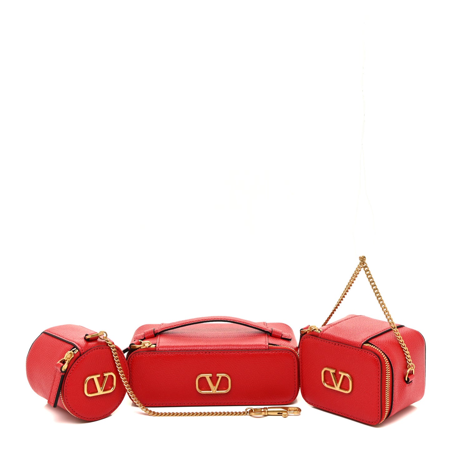 Grained Calfskin VLogo Signature Wash Bag Rouge Pur