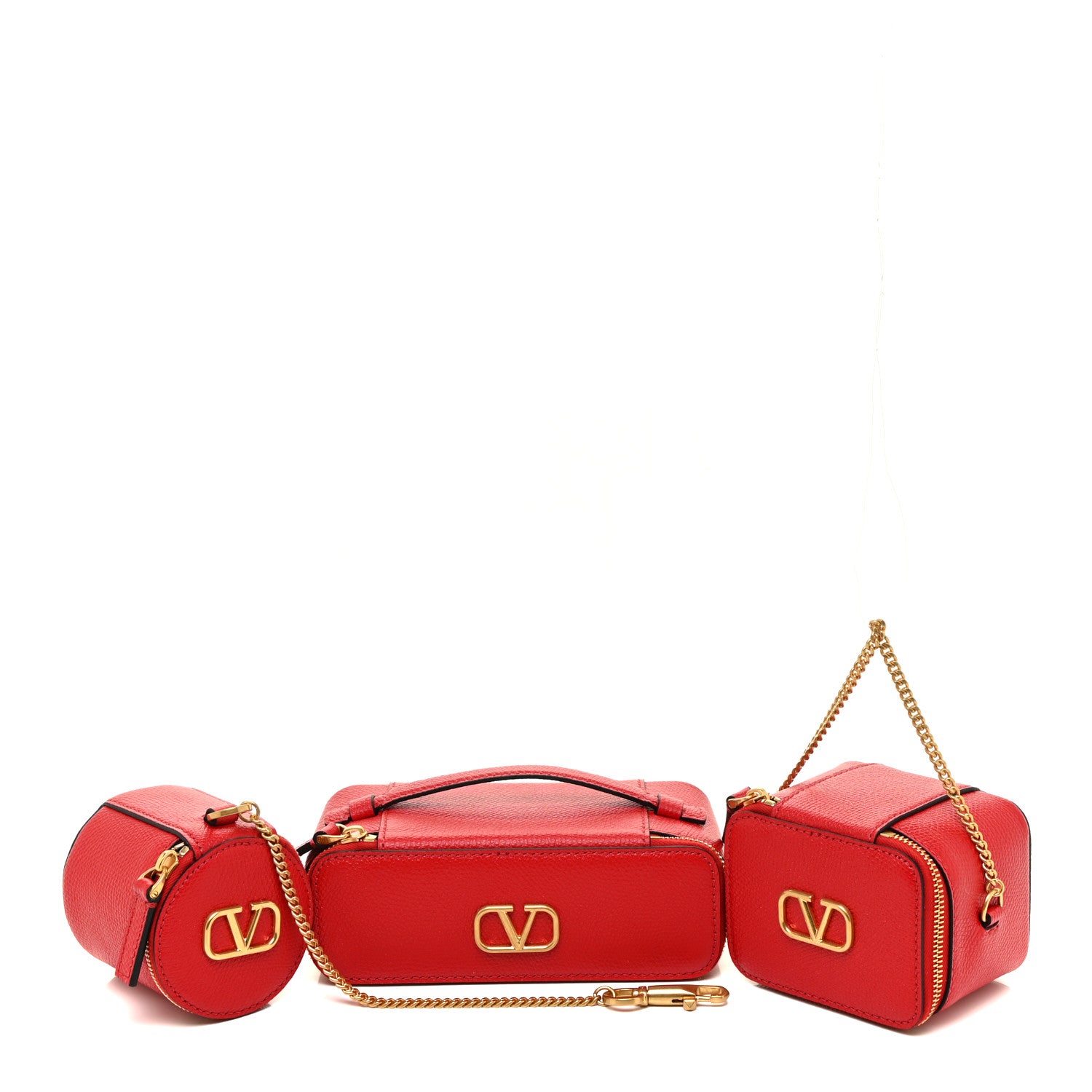 Valentino Garavani Grained Calfskin VLogo Signature Wash Bag Rouge Pur 1 of 9