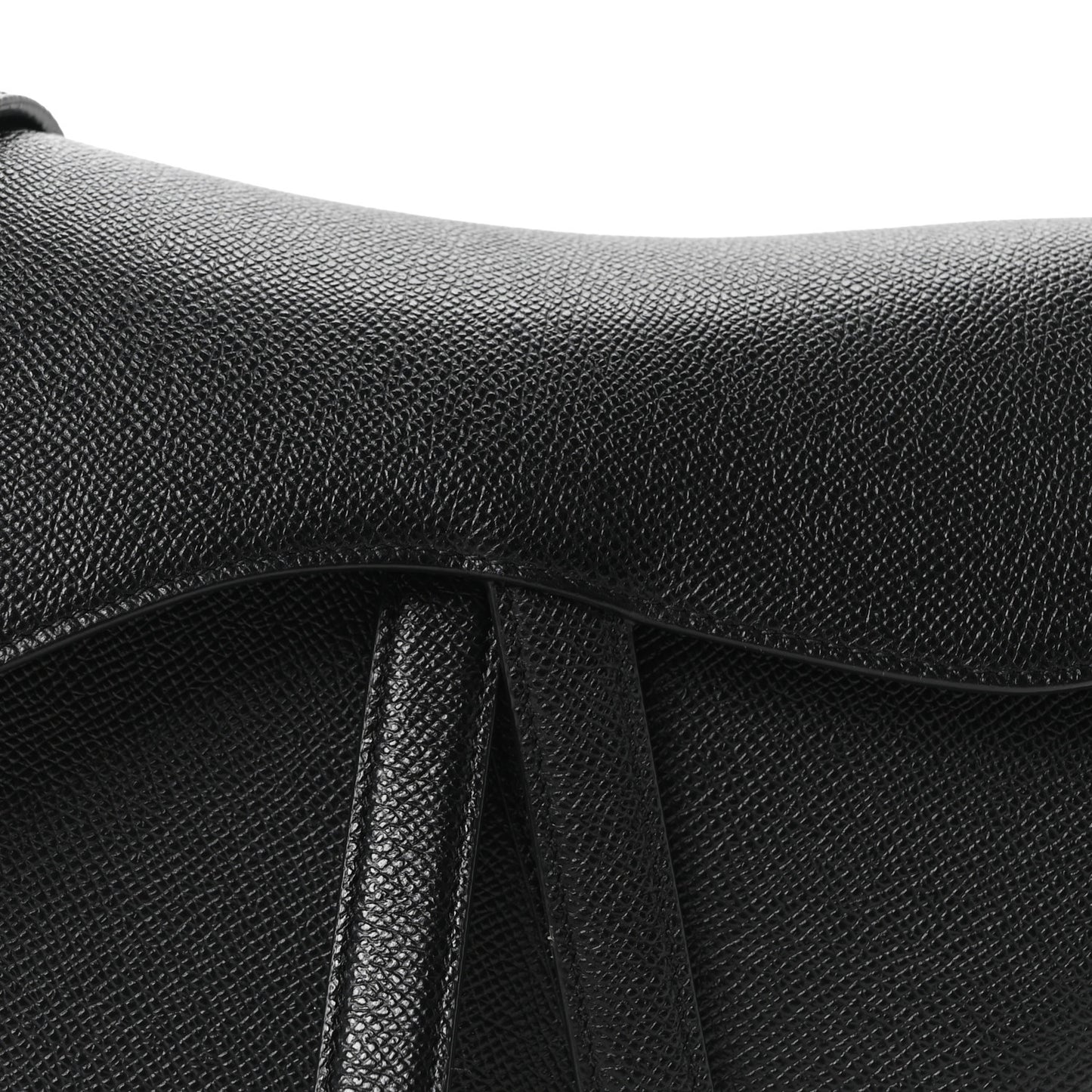 Grained Calfskin Saddle Bag With Strap Black