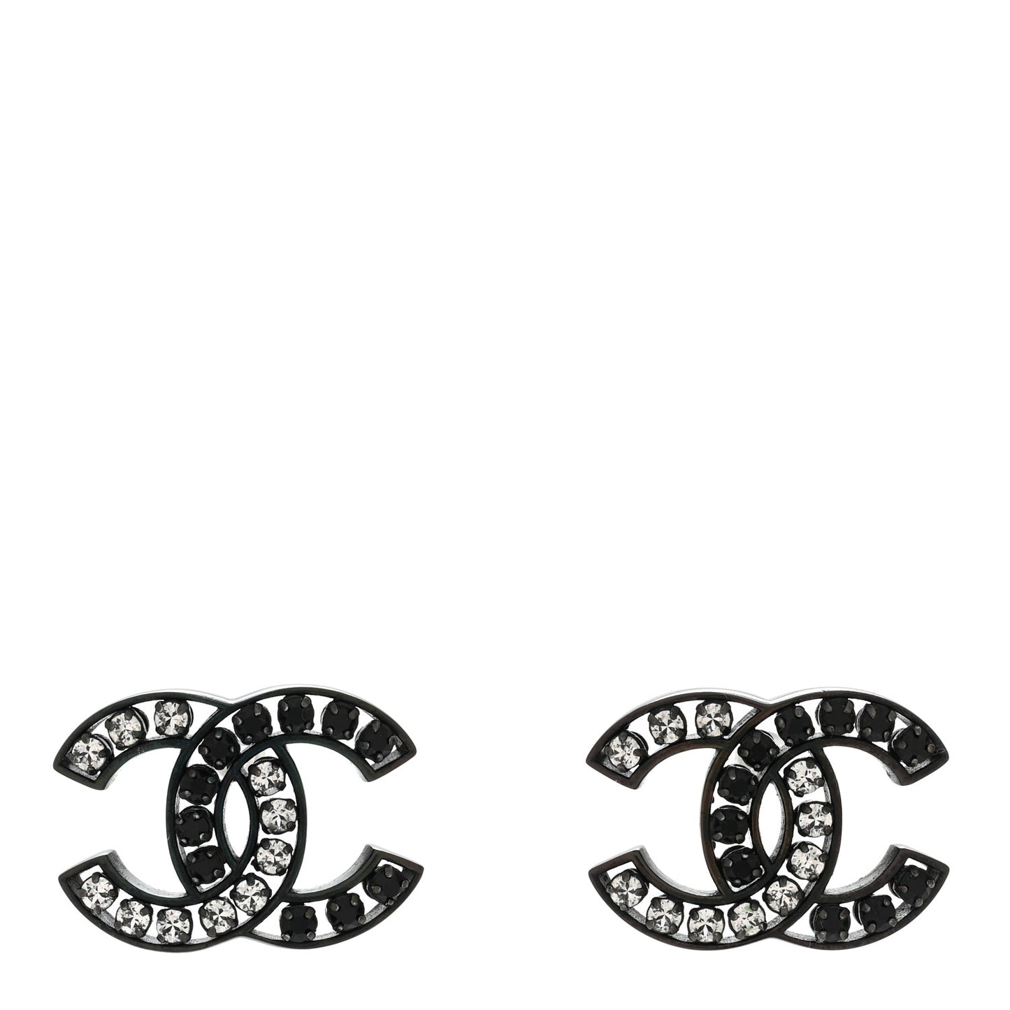Ruthenium Crystal CC Earrings Black