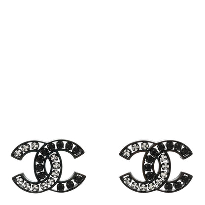 Chanel Ruthenium Crystal CC Earrings Black 1 of 4