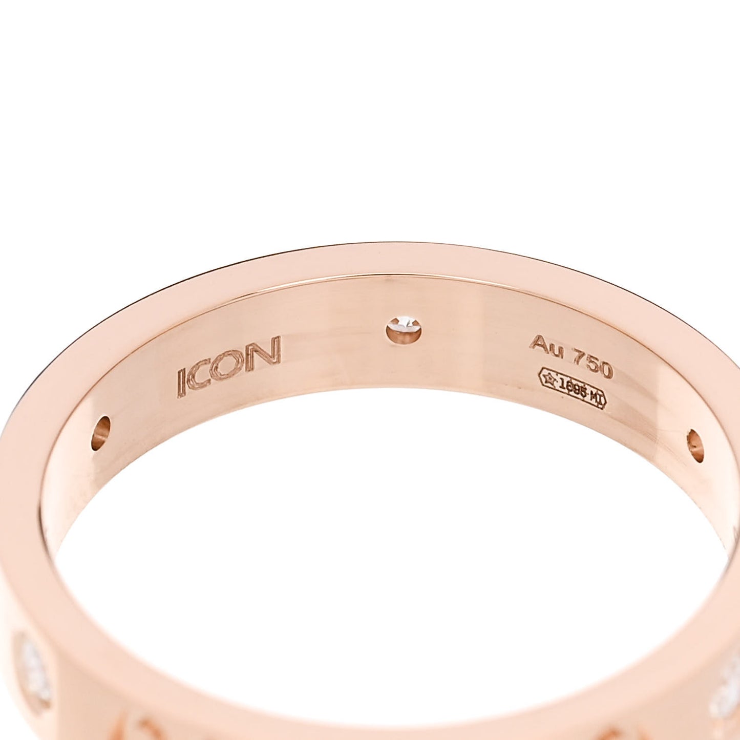 18K Rose Gold Diamond Icon Band Ring 58 8.25