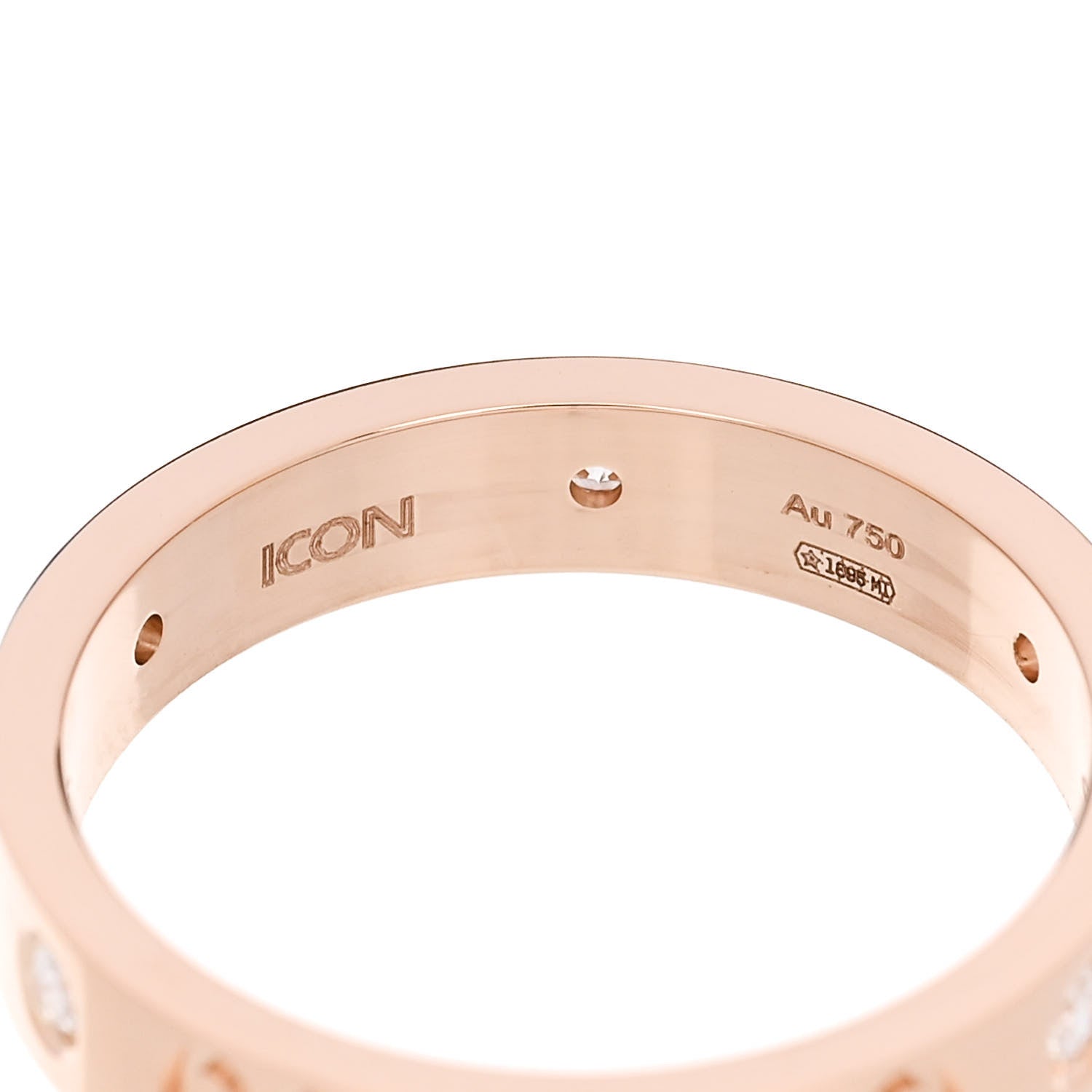 Gucci 18K Rose Gold Diamond Icon Band Ring 58 8.25 5 of 7