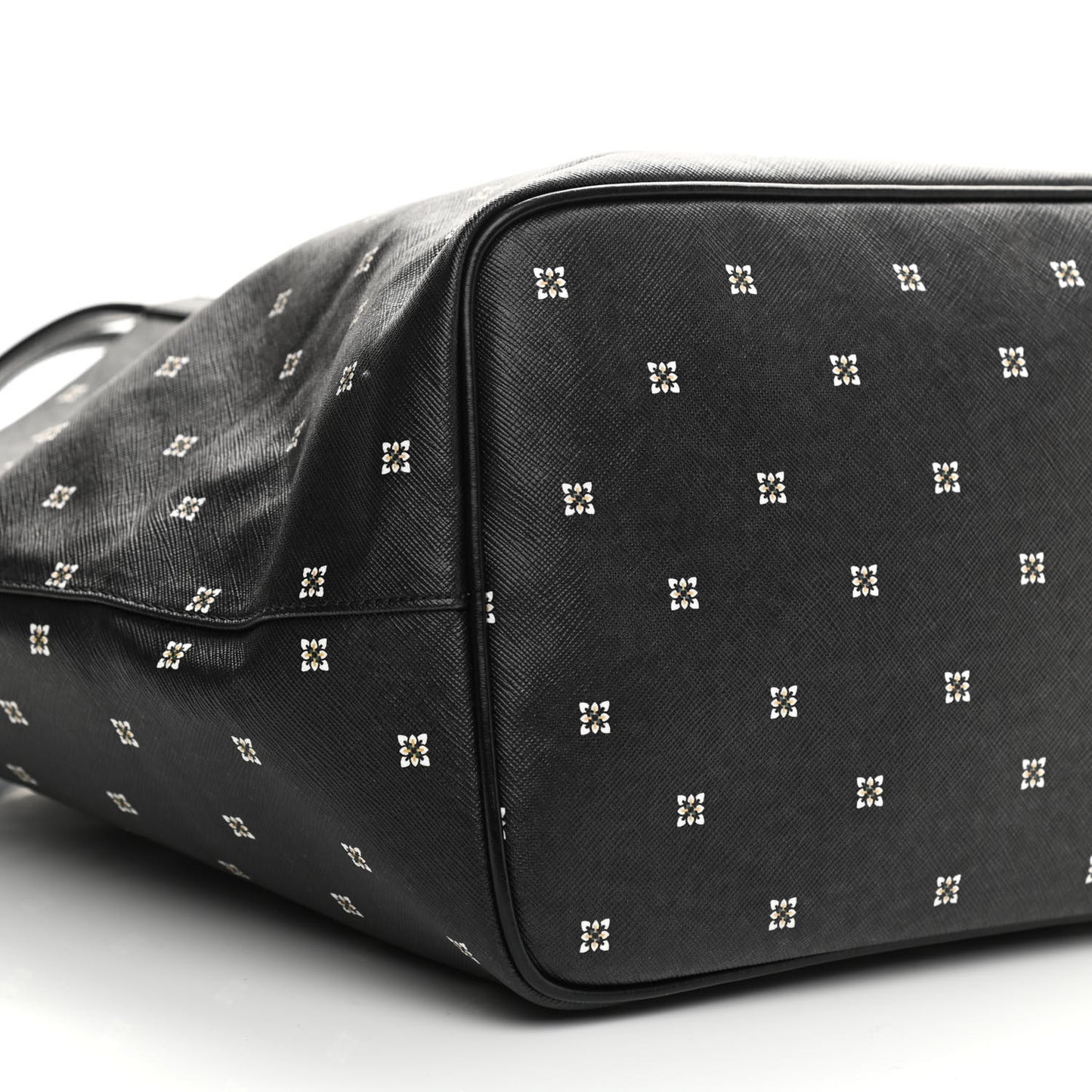 Textured Coated Canvas Print Large Antigona Tote Black