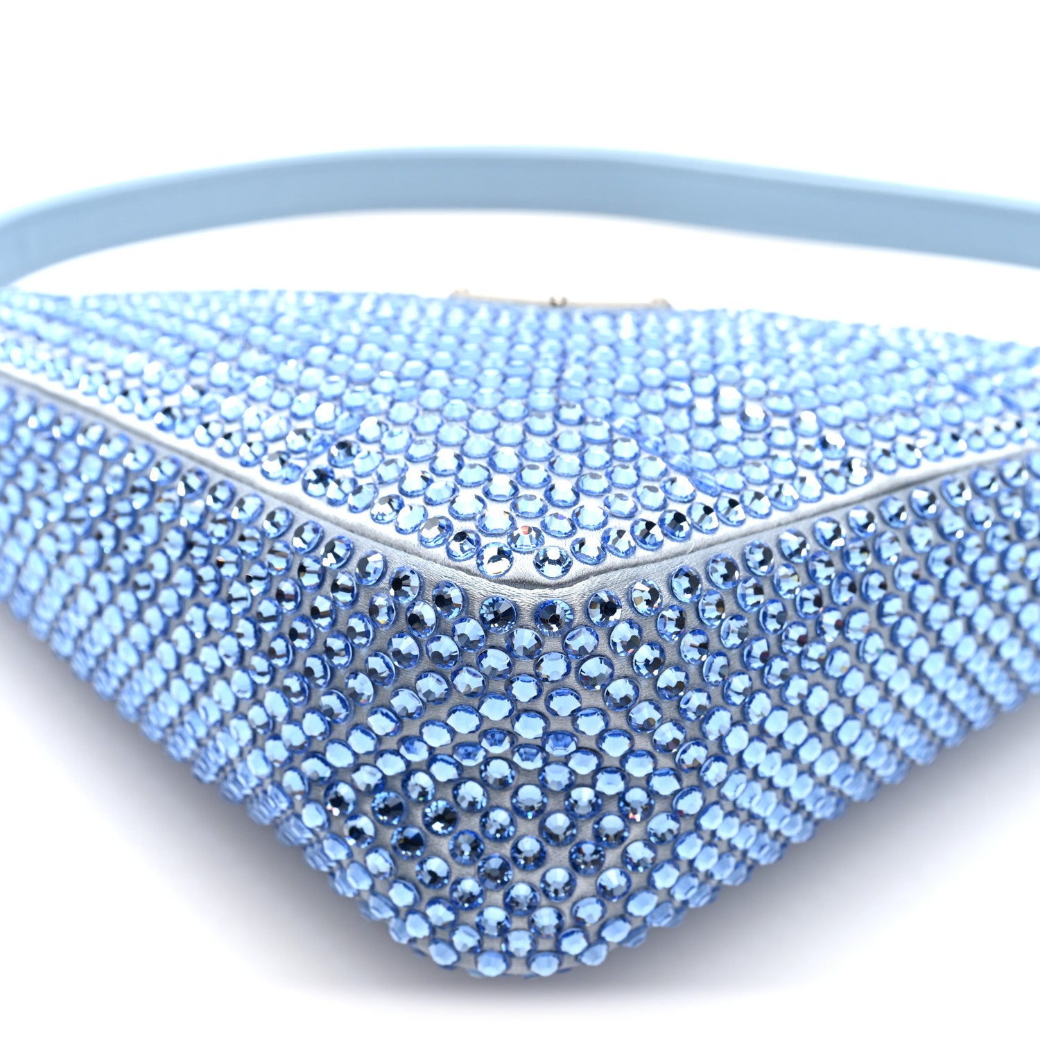 Prada Satin Crystal Triangle Pouch Celeste 1860489 – FASHIONPHILE